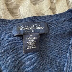 Brooks Brothers Navy Merino Blend V-Neck Sweater